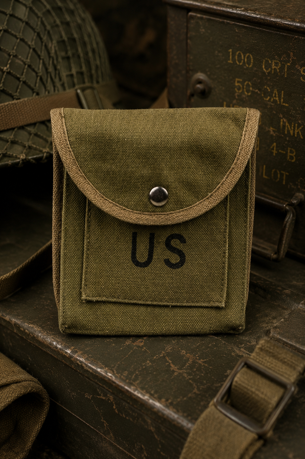 US Style Medium Ammo Pouch – Military Canvas Utility Pouch – 100% Cotton – 15x17cm – OD Green