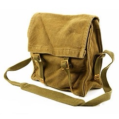 Canvas Shoulder Bag – 25x10x24 cm – Military Style Satchel – 100% Cotto