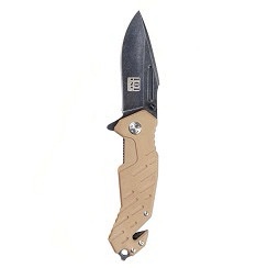 Desert 017567 Tactical Folding Knife – 100% Metal with Seatbelt Cutter