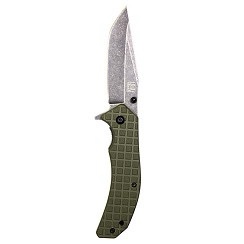 Demon Folding Knife – Stonewashed 420 SS Blade, Olive Green Handle