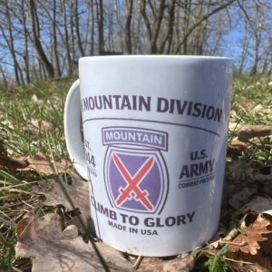 U.S. Army 10th Mountain Division Mug – “Climb to Glory” Military Coffee Cup