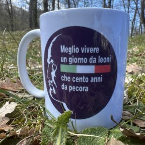 Vintage Benito Mussolini Mug – Italian Quote Design – Historical Collector Coffee Cup